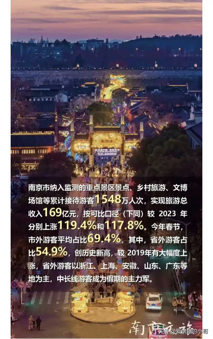 江苏各地春节旅游数据出炉，南京甩开苏州，南通追向扬州